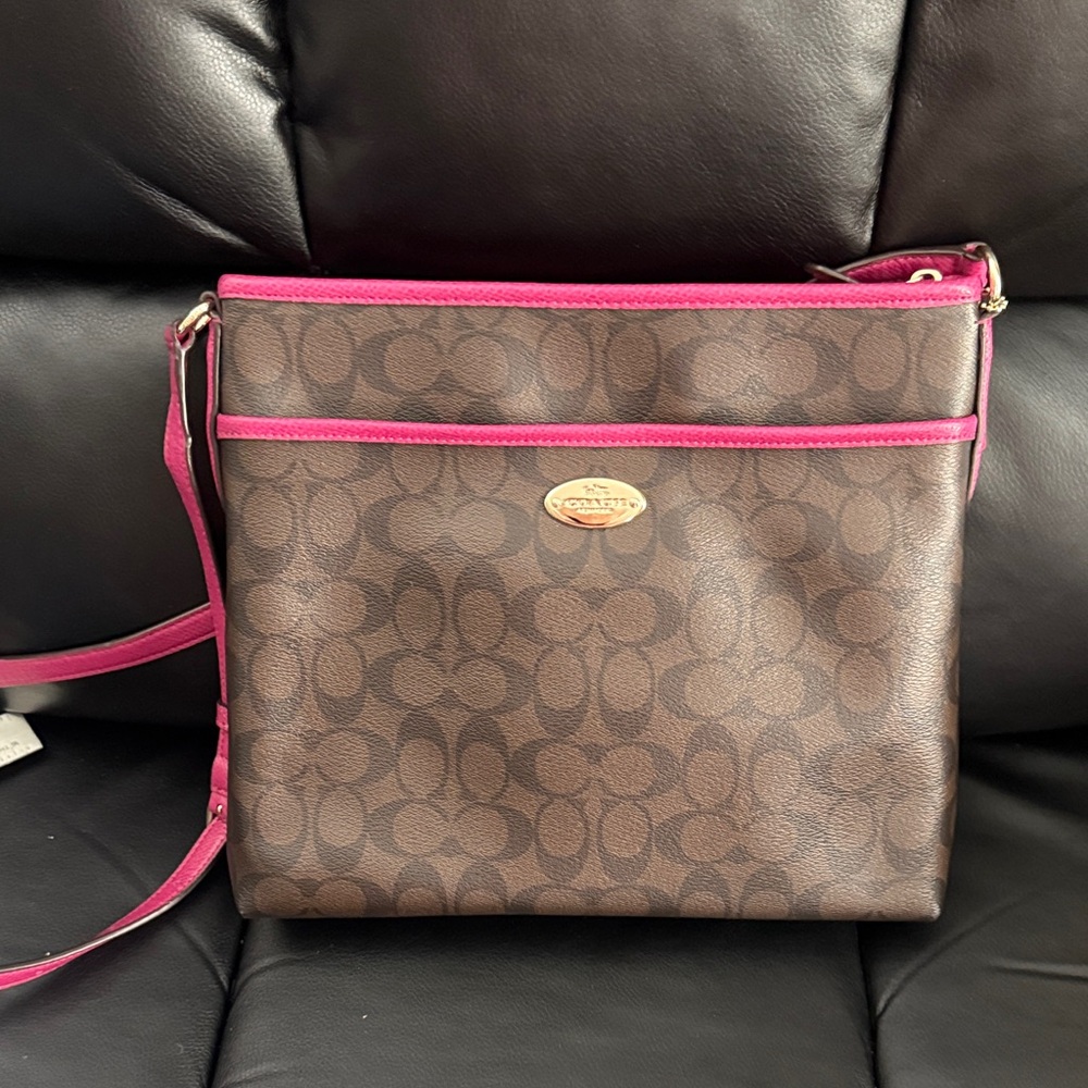 Coach Brown and Pink signature C Crossbody Bag- new